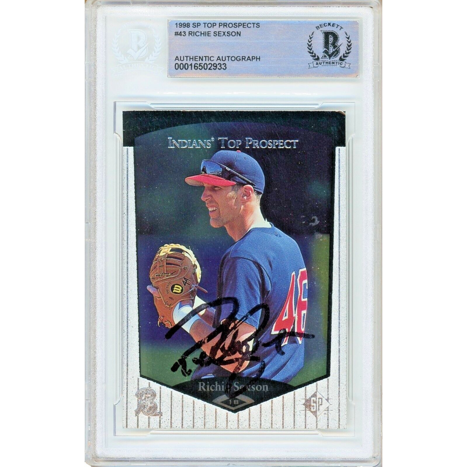 Richie Sexson Cleveland Indians autographed trading card – full view – Beckett COA