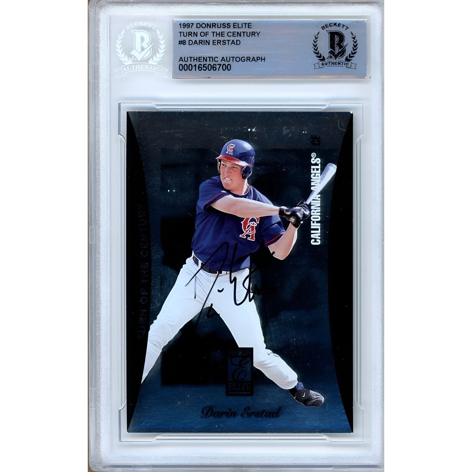 1997 Donruss #1070 Darin Erstad LA Angels Autographed Trading Card – Beckett BAS
