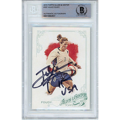 Soccer- Autographed- Julie Foudy Team USA Signed 2015 Topps Allen and Ginters Soccer Card Beckett Authentic Auto Slab Front