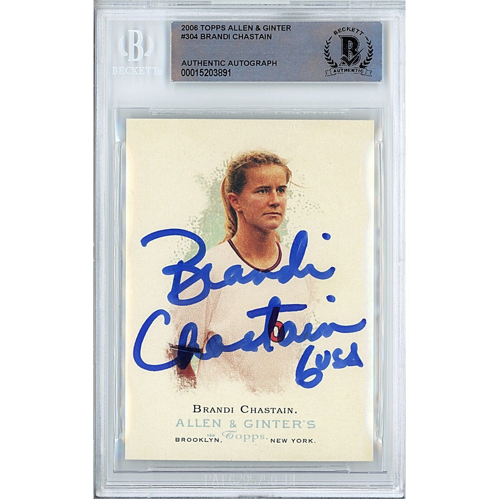 Brandi Chastain Topps Allen Autographed Trading Card Beckett BAS