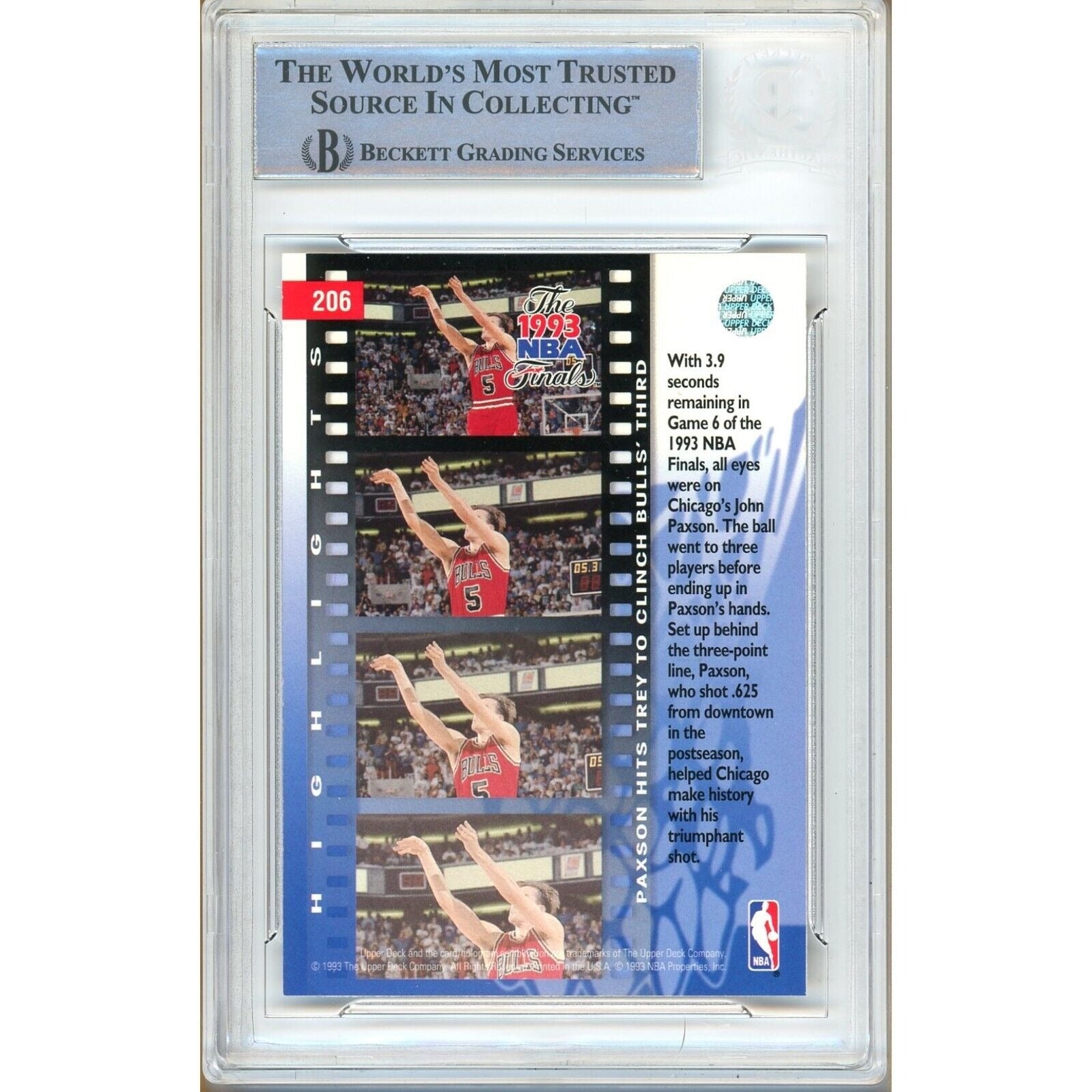 John Paxson Chicago Bulls signed trading card – signature close-up – Beckett COA