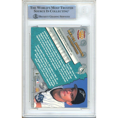 Baseballs- Autographed- Kevin Brown Miami Marlins Signed 1998 Pacific Baseball Card Beckett Authenticated Auto Slab Back