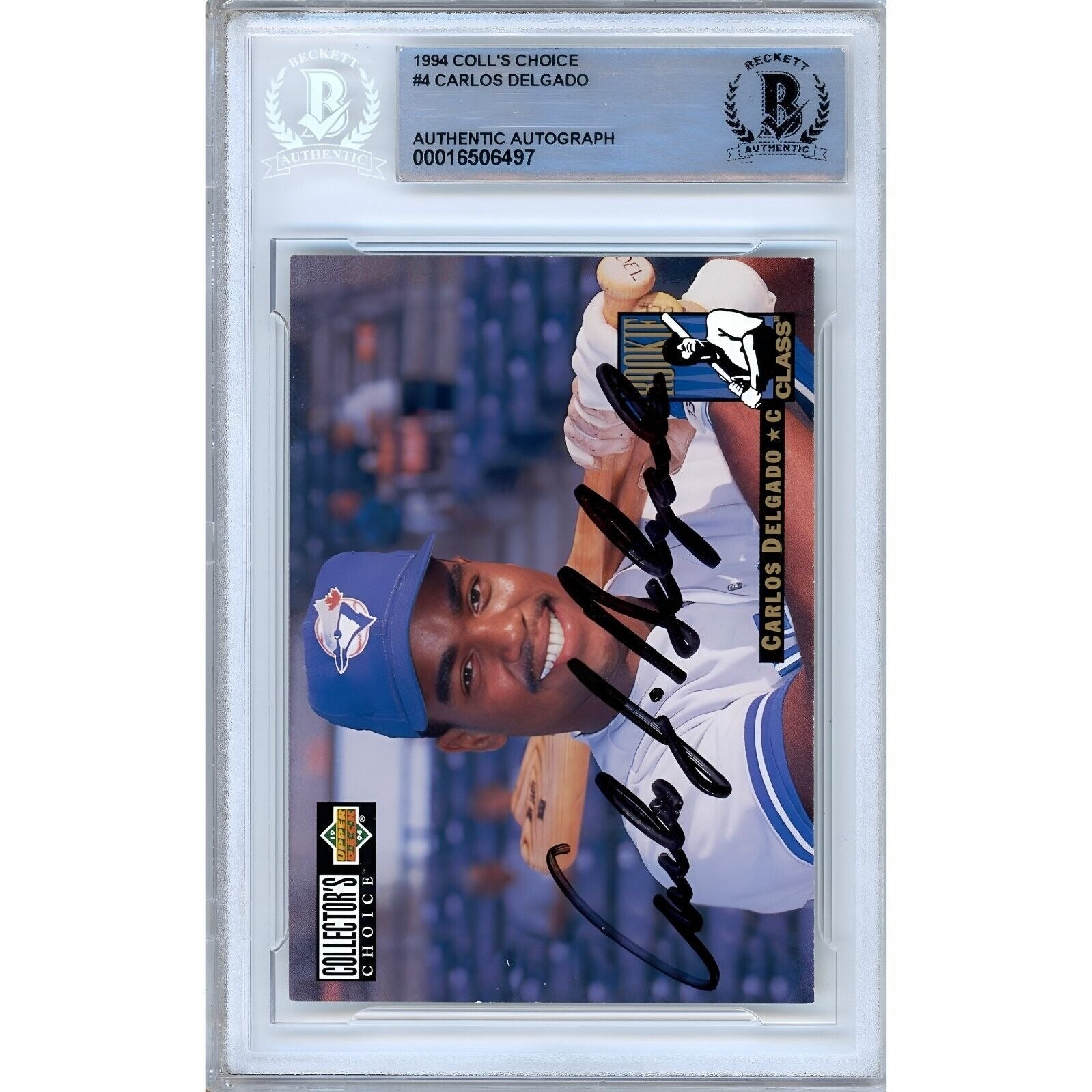 1994 Upper Deck Carlos Delgado Blue Jays Signed Trading Card – Beckett BAS