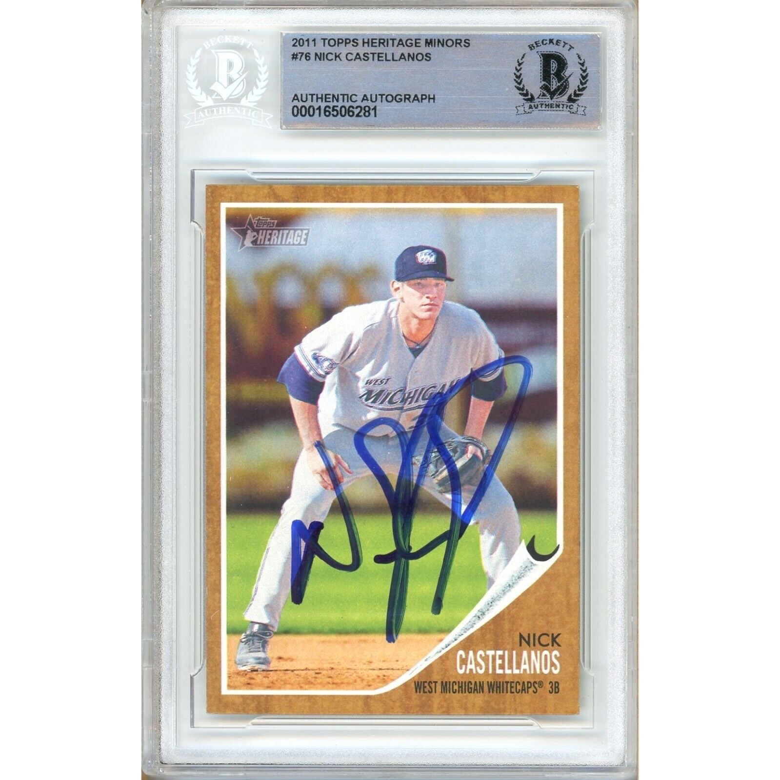 Baseballs- Autographed- Nick Castellanos Philadelphia Phillies Signed 2011 Topps Heritage Minors Baseball Card Beckett Authentic Auto Slab Front