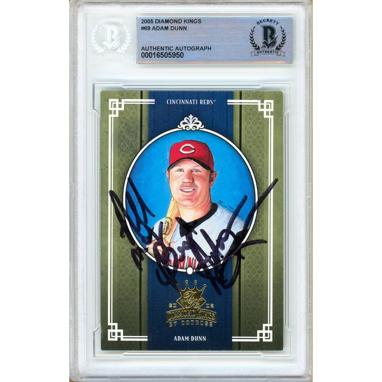 2005 #69 Adam Dunn Cincinnati Reds Autographed Trading Card – Beckett BAS