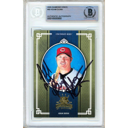 Baseball- Autographed- Adam Dunn Signed 2005 Donruss Diamond Kings Baseball Card Beckett Authentic Auto Slab Front