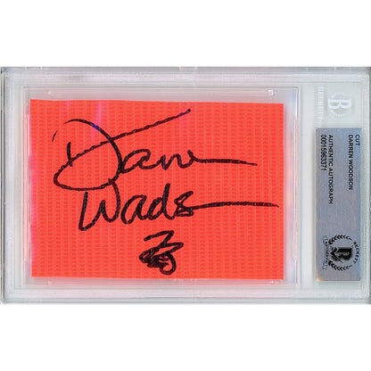 Footballs- Autographed- Darren Woodson Dallas Cowboys Signed Football End Zone Pylon Signature Cut Beckett Authentic Auto Slab Front