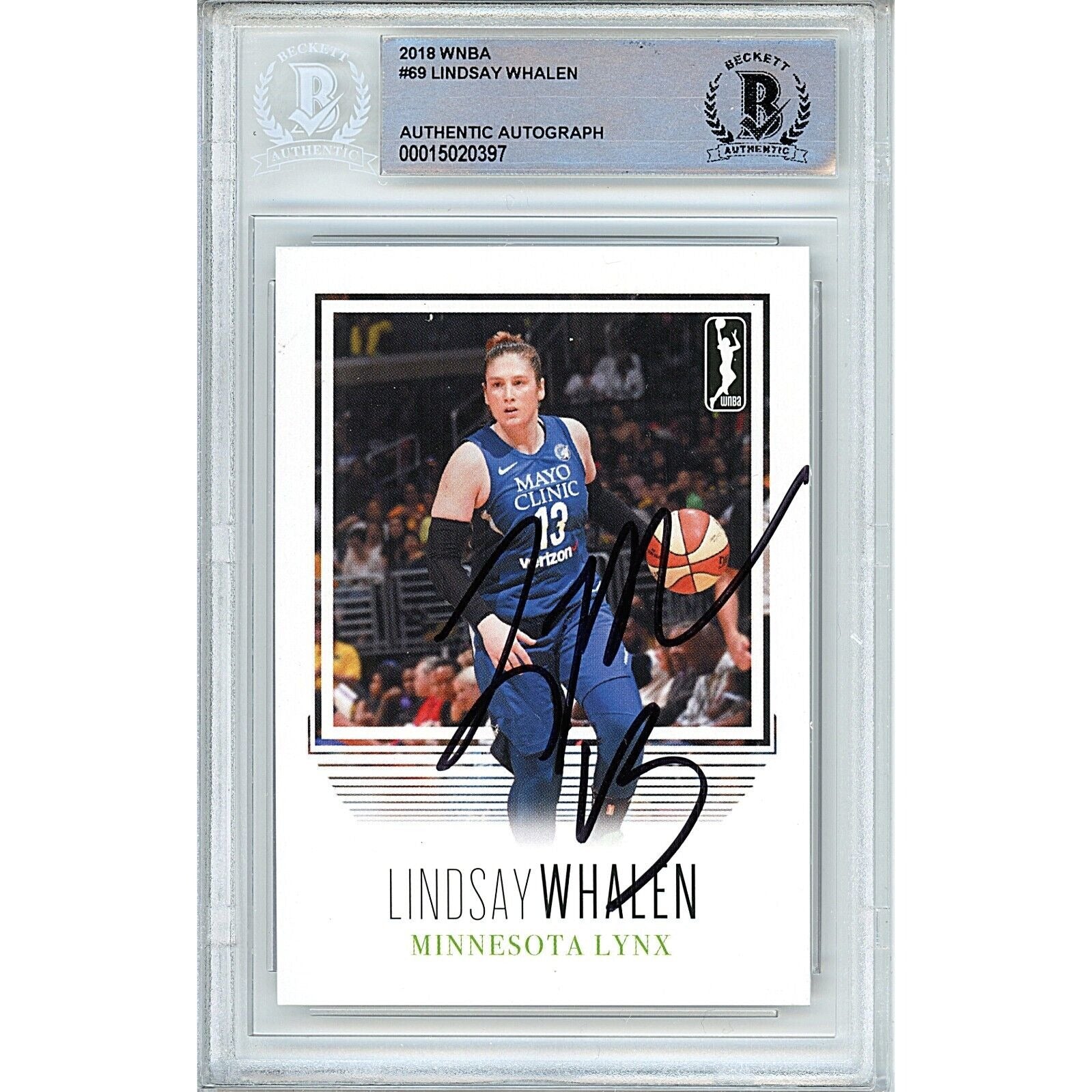 Lindsay Whalen Minnesota Lynx autographed trading card – full view – Beckett COA