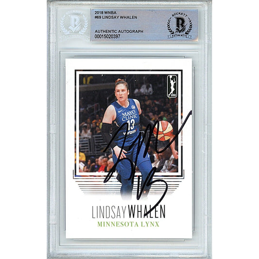 Basketballs- Autographed- Lindsay Whalen Minnesota Lynx Signed 2018 WNBA Basketball Card Beckett Authentic Auto Slab Front