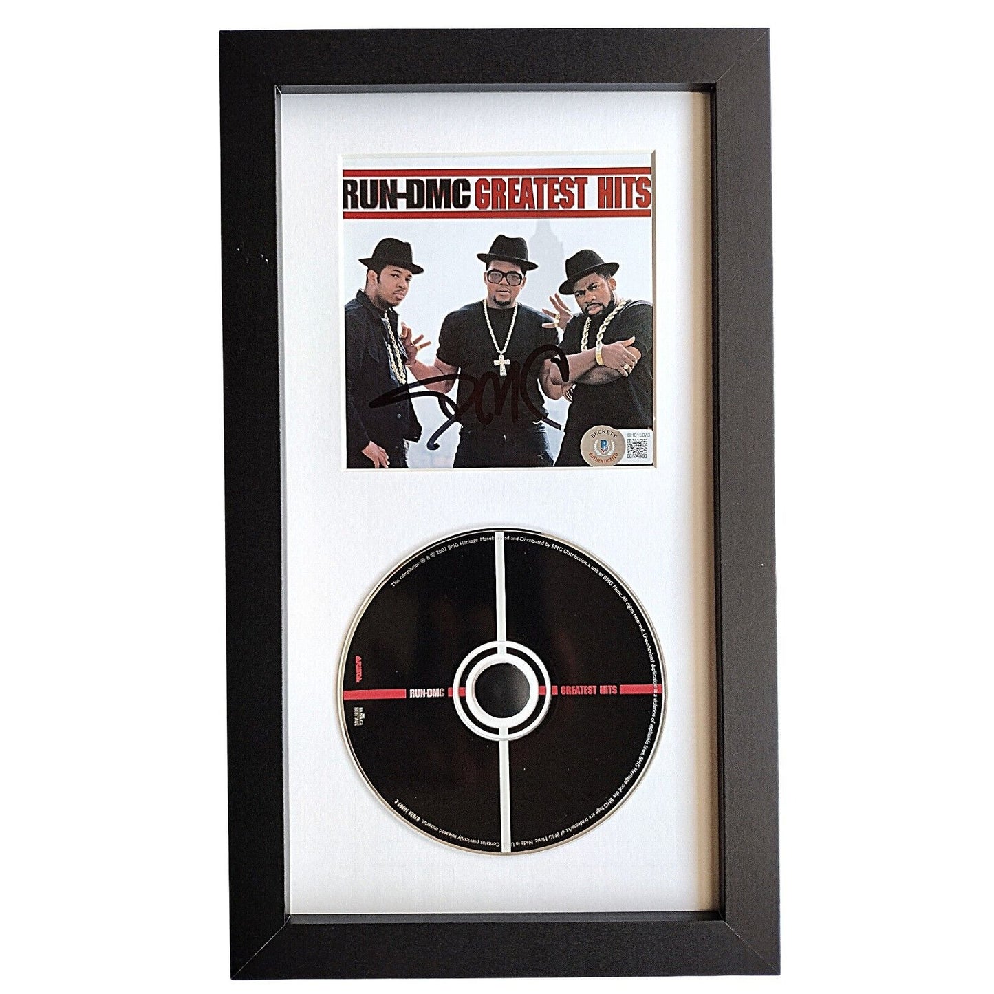 Music- Autographed- Darryl McDaniels Signed Run DMC Greatest Hits CD Album Cover Framed Beckett Authentic Auto COA Front