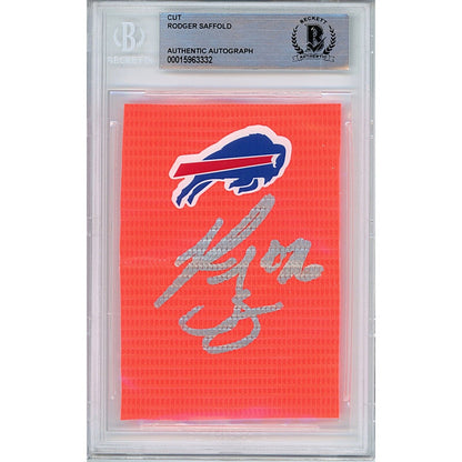 Footballs- Autographed- Rodger Saffold Buffalo Bills Signed End Zone Pylon Signature Cut Beckett Authentic Auto Slab Front