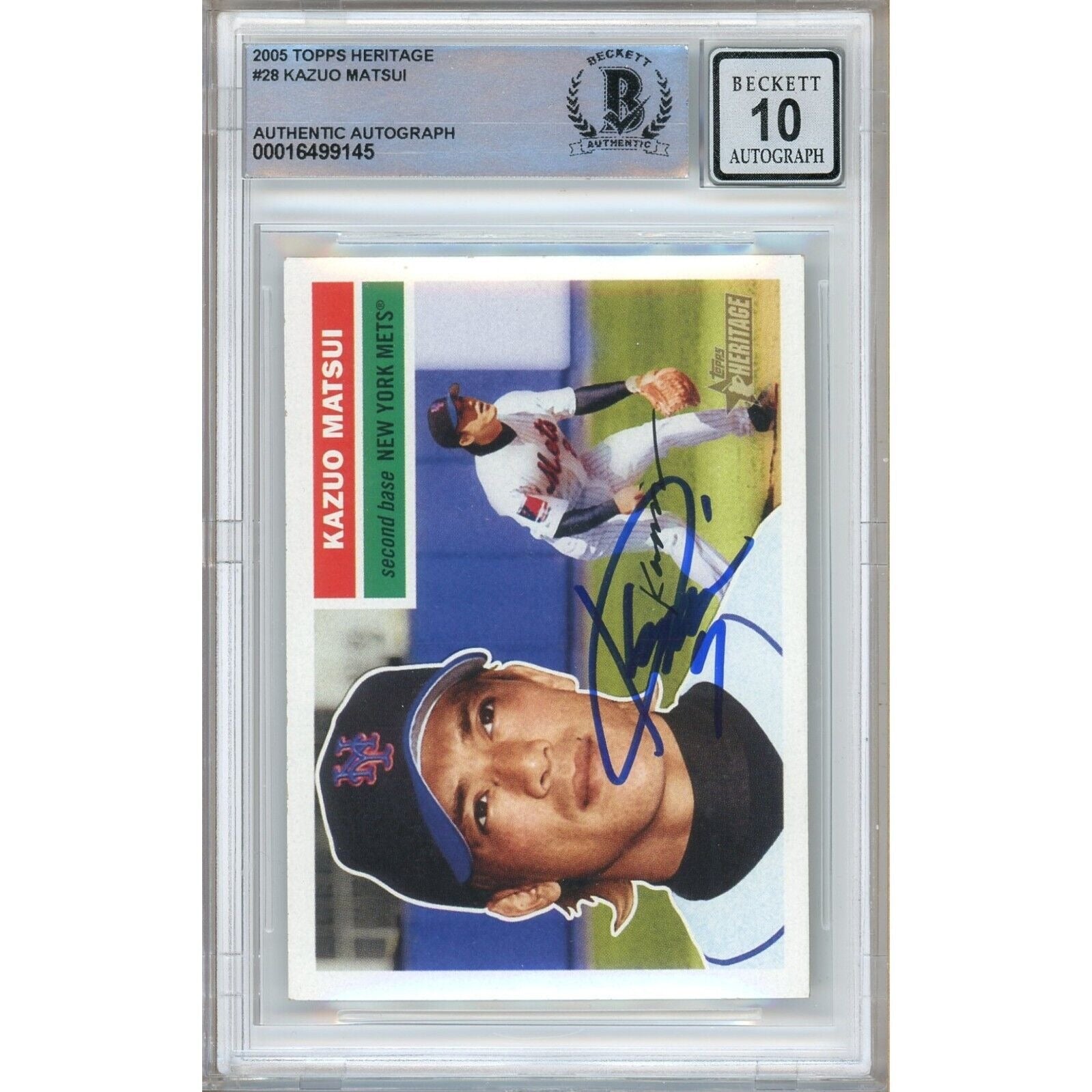 Kazuo Matsui New York Mets signed trading card – signature close-up – Beckett COA