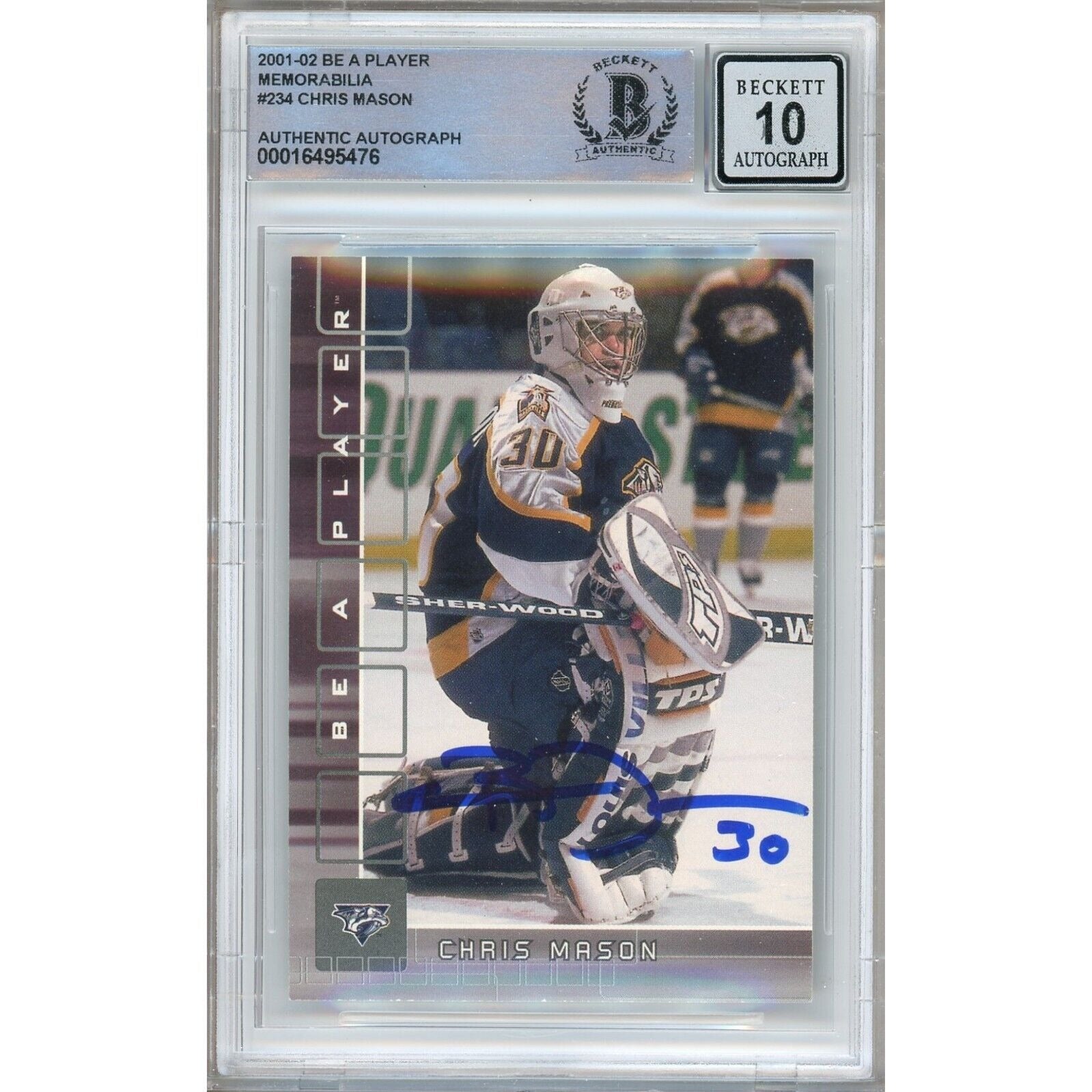 2001 #234 Chris Mason Nashville Predators Autographed Trading Card – Beckett BAS