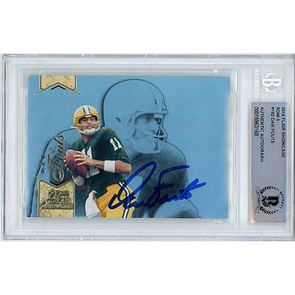 Footballs- Autographed- Dan Fouts Oregon Ducks Signed 2014 Flair Showcase Row 0 Football Card Beckett Authentic Autograph Slab Front