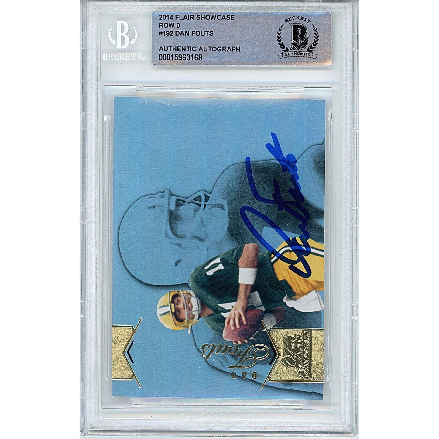 Footballs- Autographed- Dan Fouts Oregon Ducks Signed 2014 Flair Showcase Row 0 Football Card Beckett Authenticated Autograph Slab Front