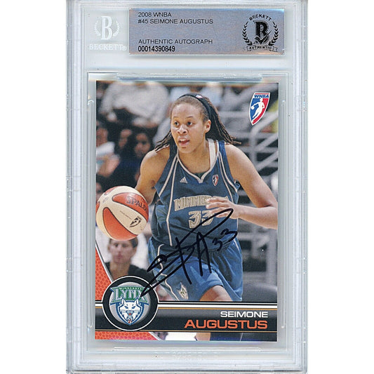 Basketballs- Autographed- Seimone Augustus Signed 2008 WNBA Trading Card Beckett Authentic Auto Slab Front