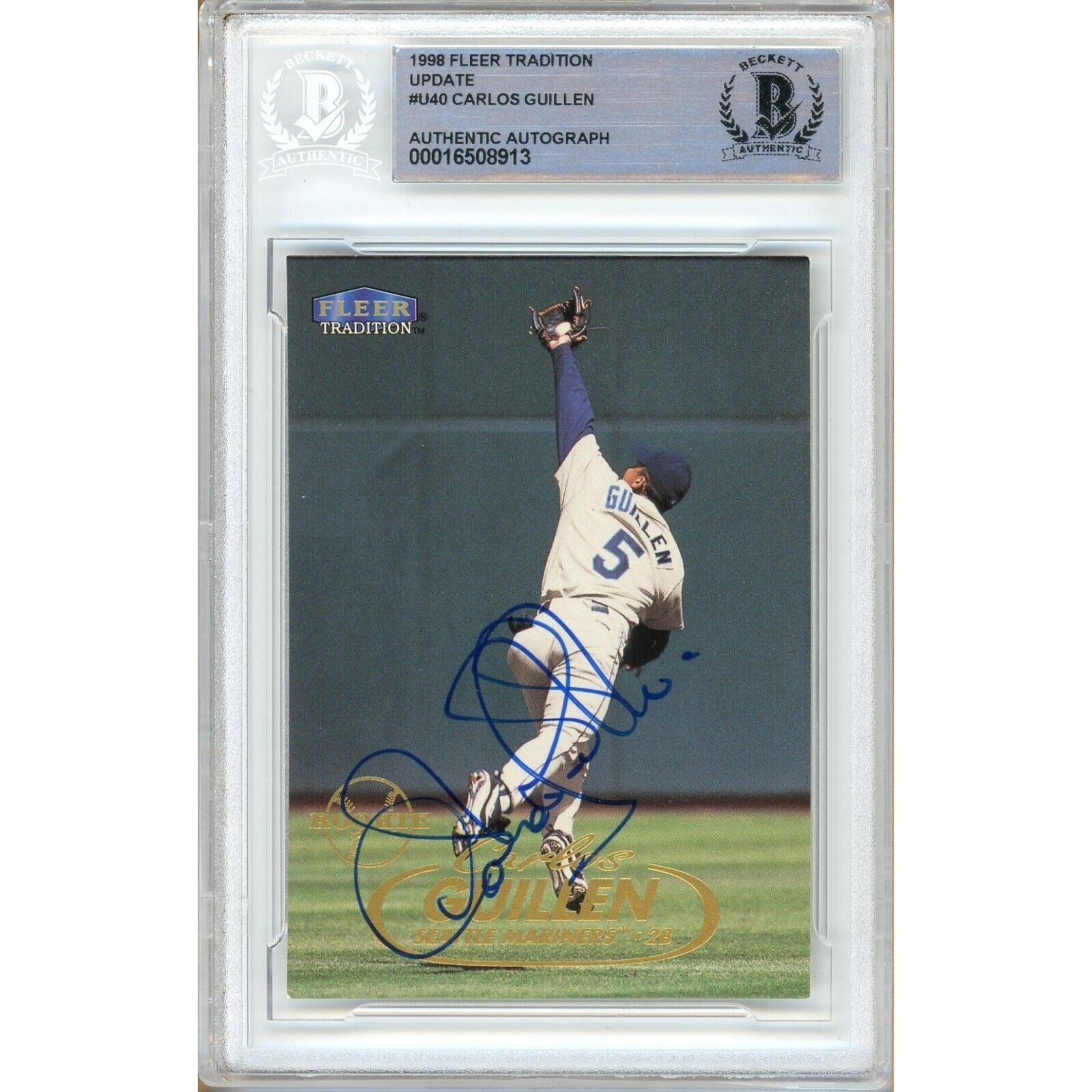1998 Fleer Carlos Guillen Seattle Mariners Autographed Trading Card – Beckett BAS
