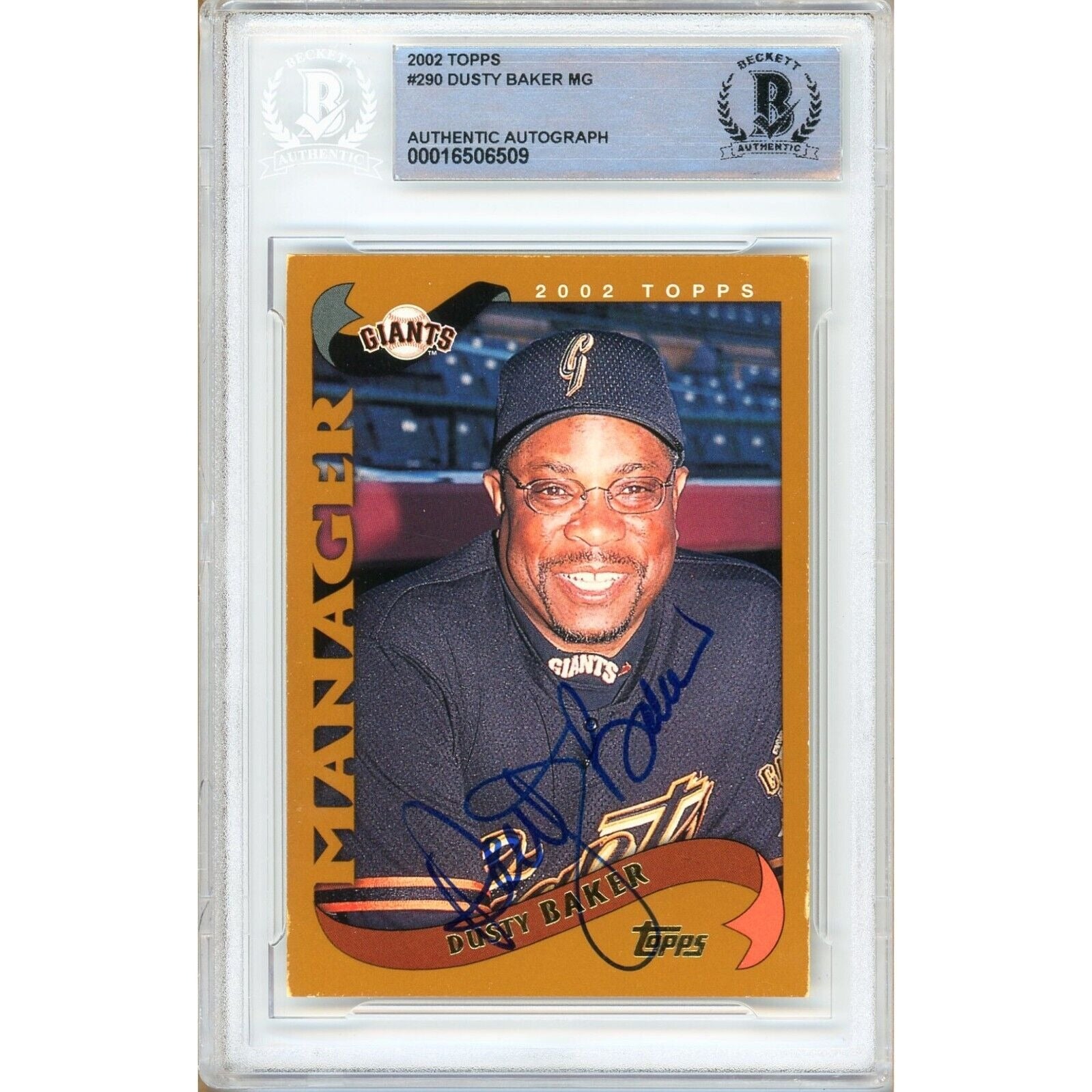 Dusty Baker San Francisco Giants Autographed Trading Card Beckett BAS