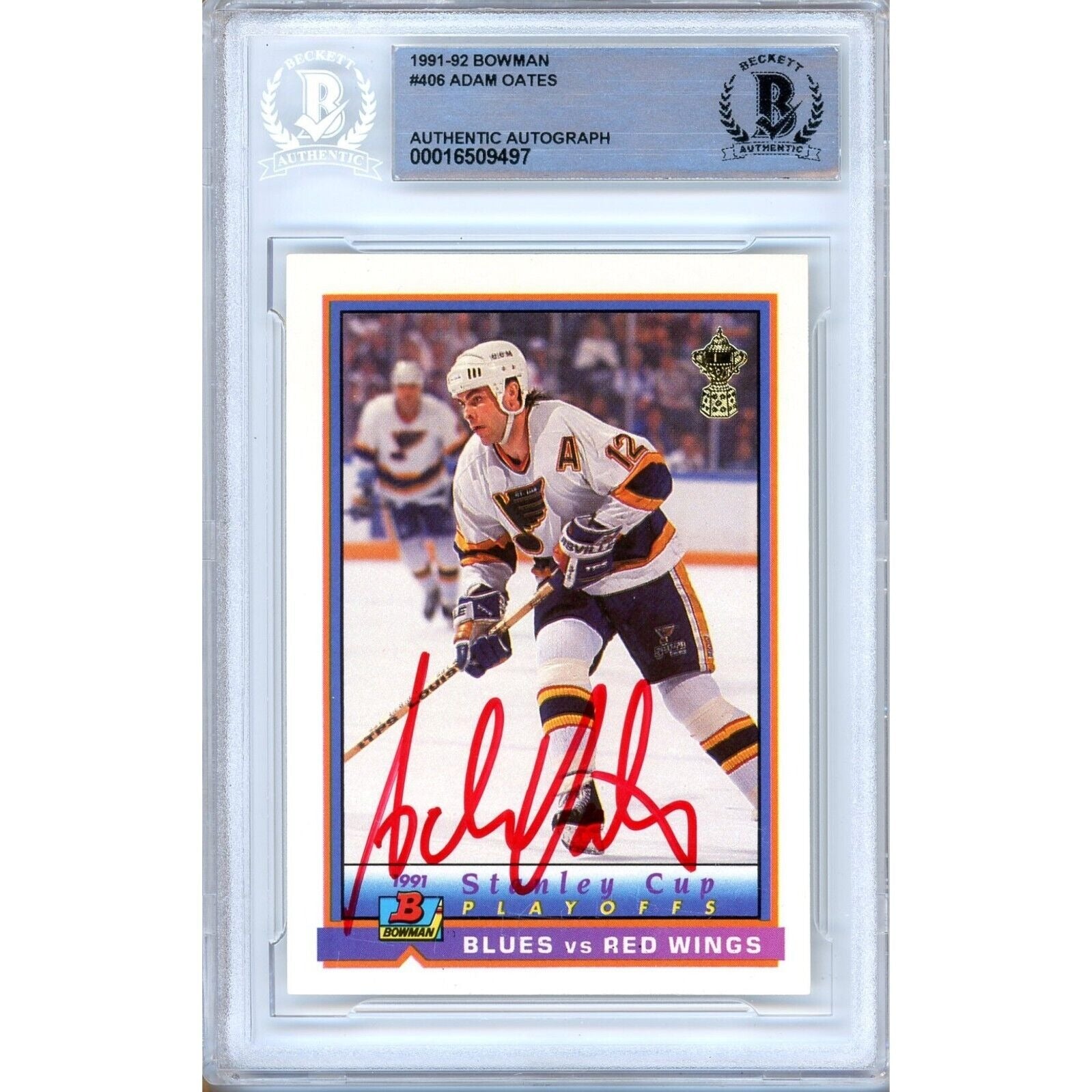 1990 Bowman #406 Adam Oates Autographed Trading Card – Beckett BAS