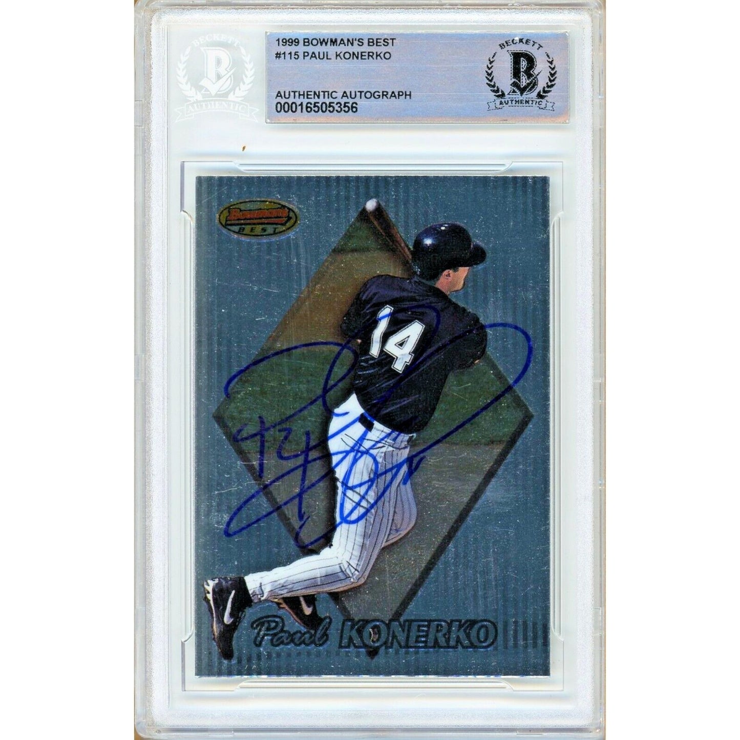 Baseballs- Autographed- Paul Konerko Chicago White Sox Signed 1999 Bowmans Best Baseball Card Beckett Authentic Auto Slab Front