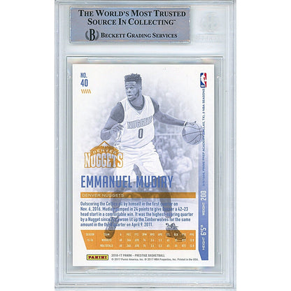 Basketballs- Autographed- Emmanuel Mudiay Denver Nuggets Signed 2016-17 Panini Prestige Basketball Card Beckett Authentic Auto Slab Back