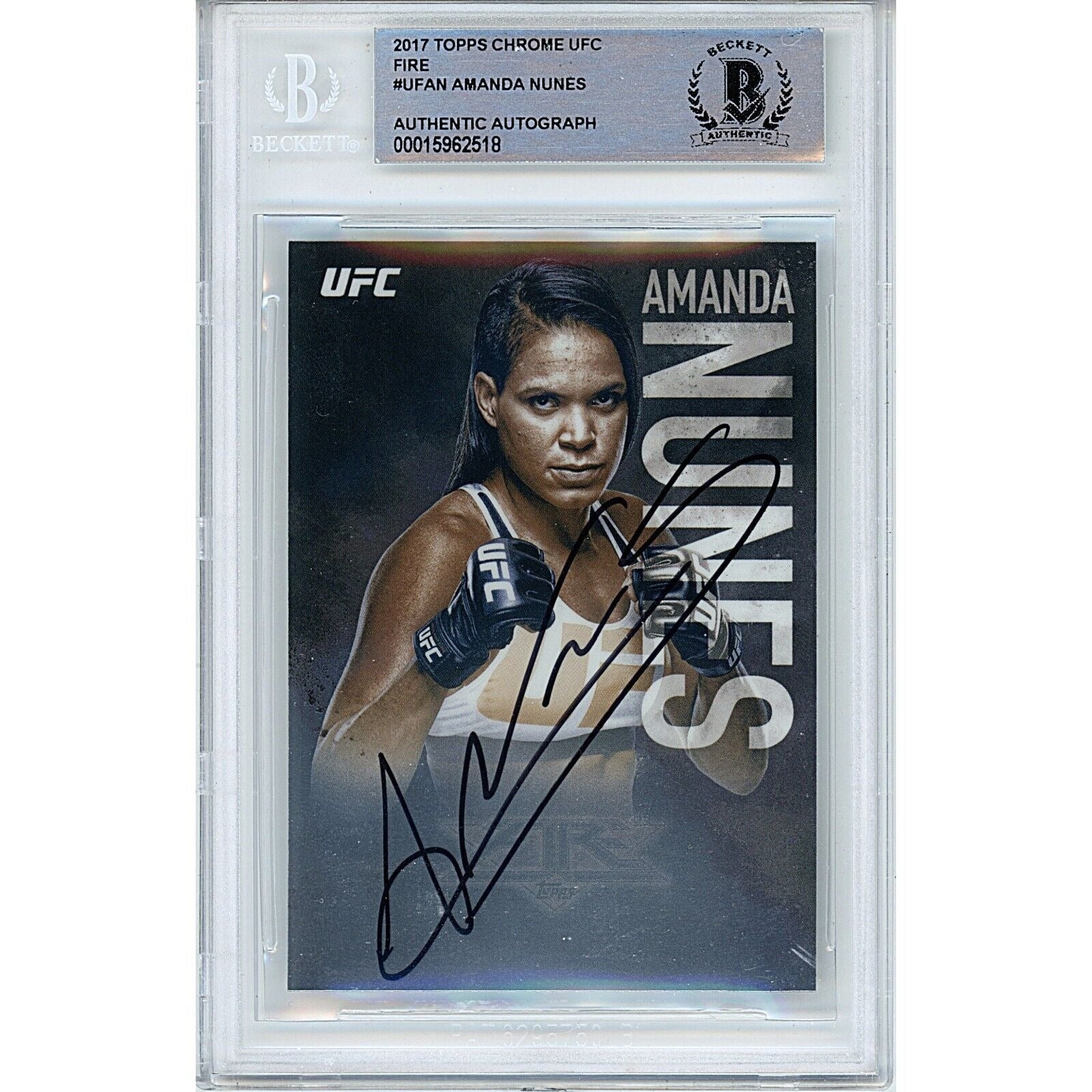 Amanda Nunes Topps Chrome Autographed Trading Card Beckett BAS