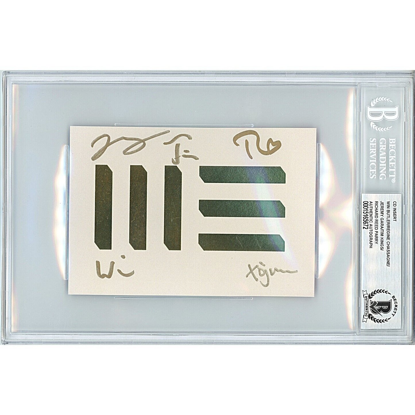 Music- Autographed- Arcade Fire Band Signed WE CD Artcard Beckett Authentic Auto Slab Front