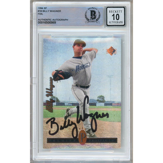 Baseballs- Autographed- Billy Wagner Houston Astros Signed 1994 Upper Deck SP Baseball Card Beckett Authentic BGS Auto-10 Graded Slab Front