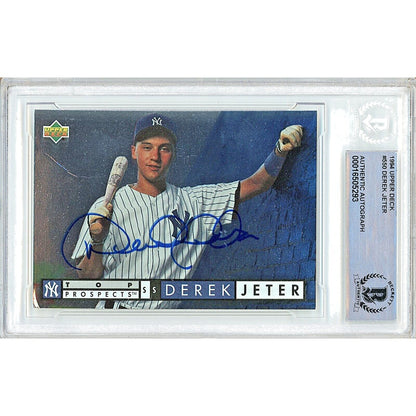 Baseballs- Autographed- Derek Jeter New York Yankees Signed 1994 Upper Deck Baseball Card Beckett Authentic Auto Slab Front