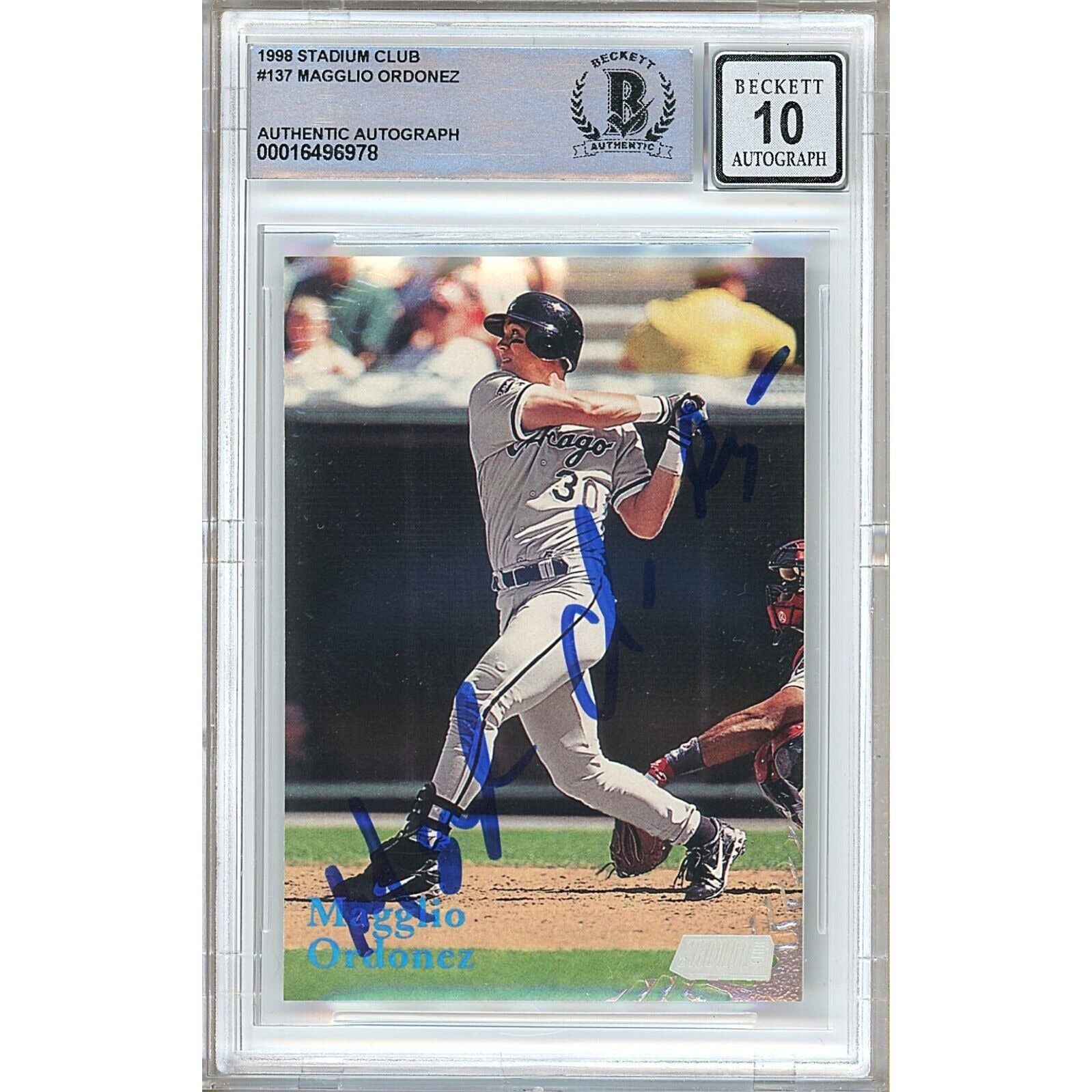 Magglio Ordonez Chicago White Sox autographed trading card – full view – Beckett COA