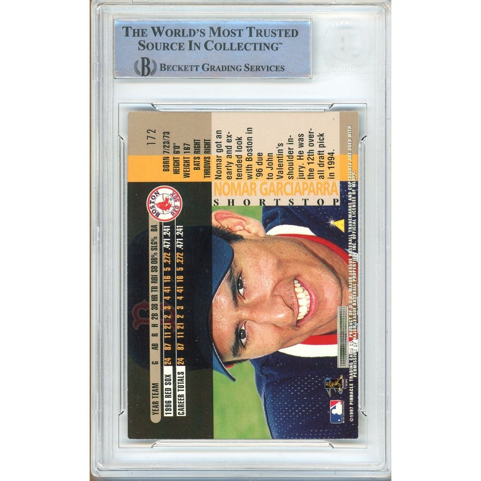 Nomar Garciaparra Boston Red Sox Autograph Trading Card Beckett BAS
