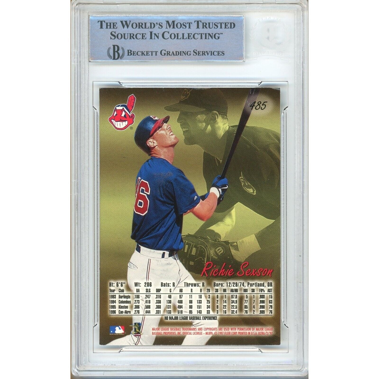 Richie Sexson Cleveland Indians signed trading card – signature close-up – Beckett COA