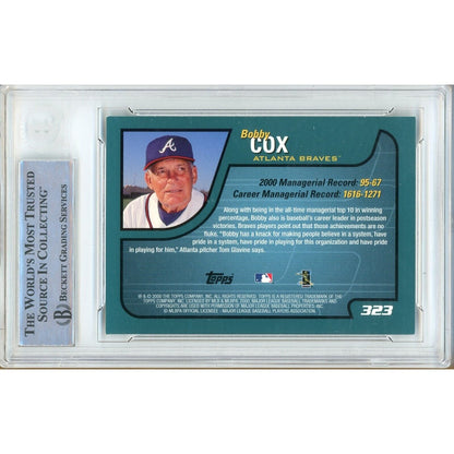 Baseballs- Autographed- Bobby Cox Atlanta Braves Signed 2001 Topps Baseball Card Beckett Authentic Auto Slab Back