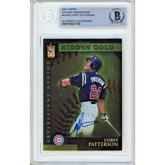 Baseballs- Autographed- Corey Patterson Chicago Cubs Signed 2001 Topps Golden Anniversary Baseball Card Beckett Authentic Auto Slab Front