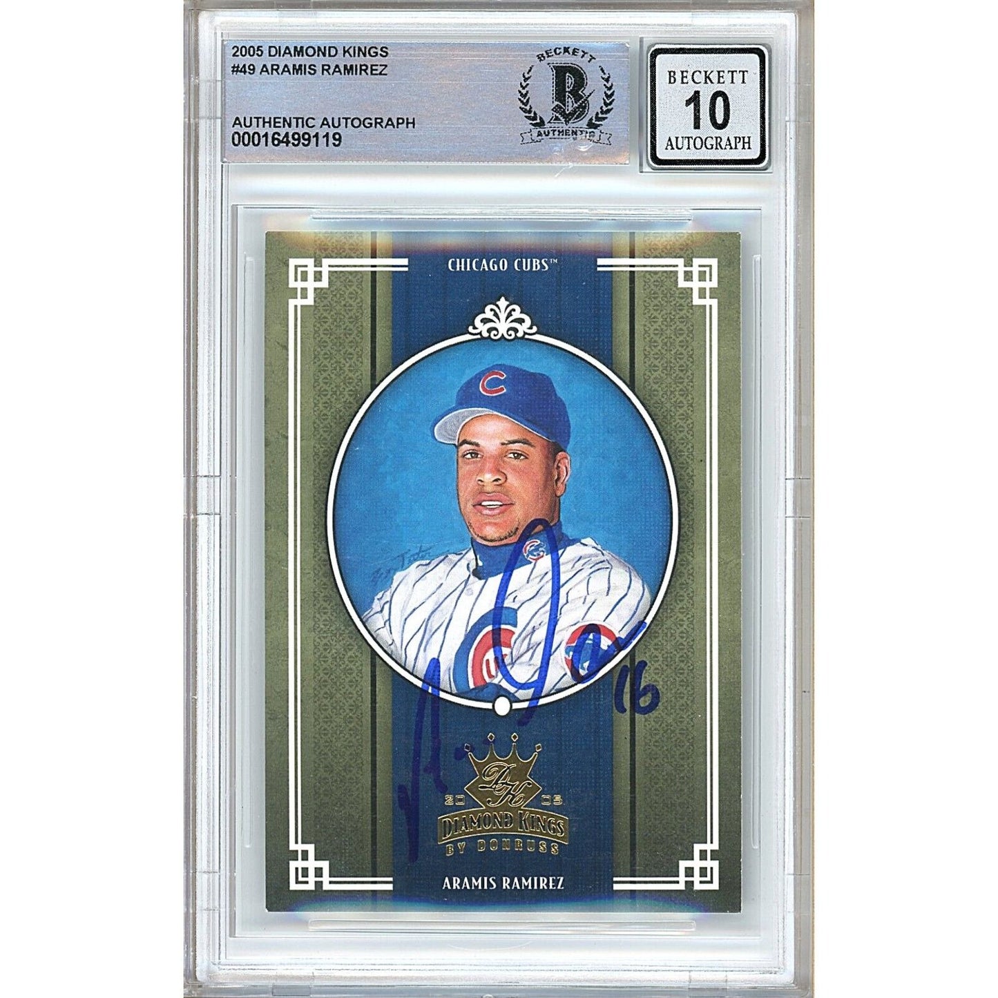 Baseballs- Autographed- Aramis Ramirez Chicago Cubs Signed 2005 Donruss Diamond Kings Baseball Card Beckett Authentic BGS Auto-10 Graded Slab Front