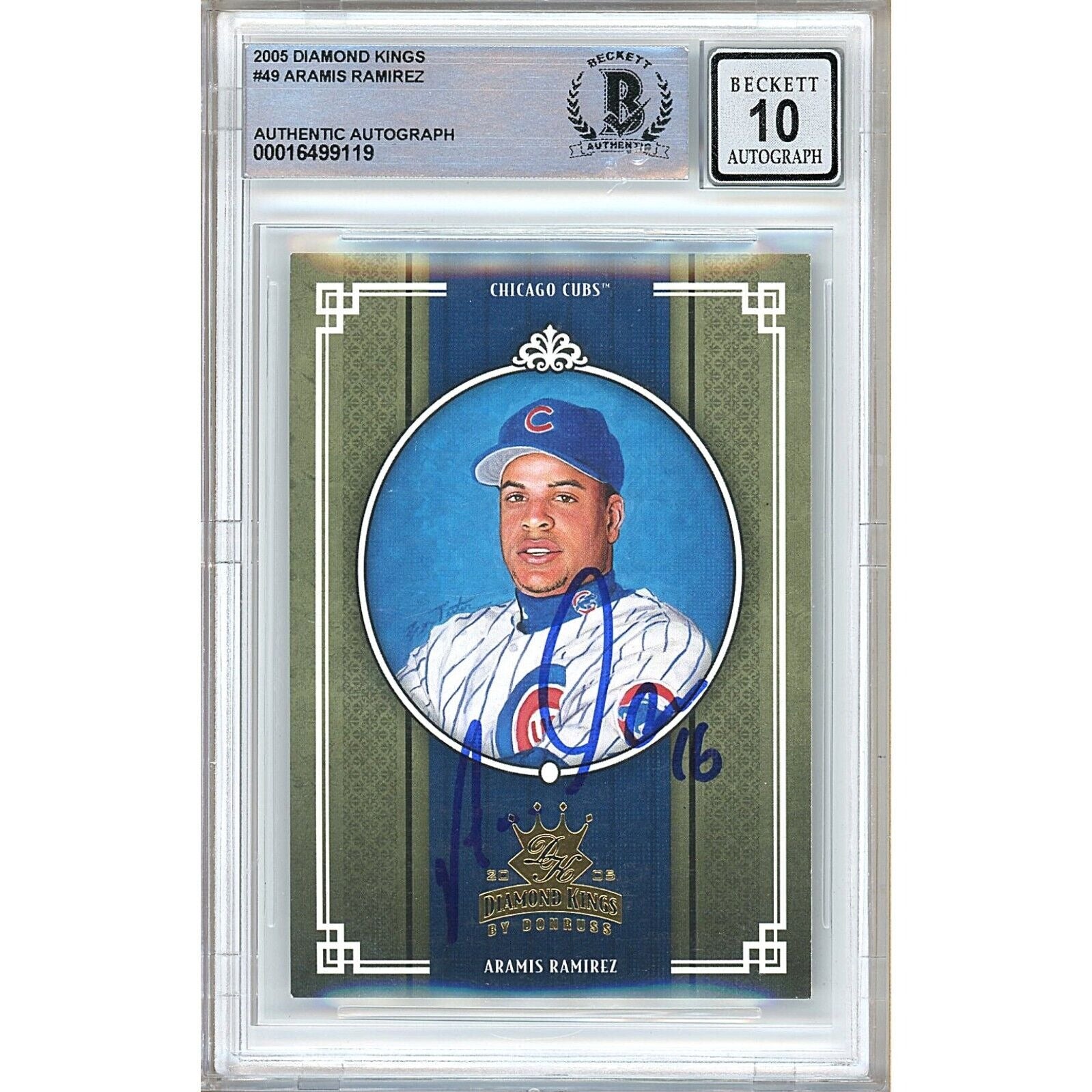 Baseballs- Autographed- Aramis Ramirez Chicago Cubs Signed 2005 Donruss Diamond Kings Baseball Card Beckett Authentic BGS Auto-10 Graded Slab Front