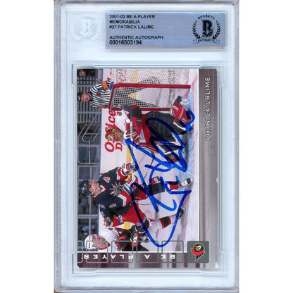 Hockey- Autographed- Patrick Lalime Ottawa Senators Signed 2001-02 BAP Be A Player Memorabilia Hockey Card Beckett Authenticated Auto Slab Front