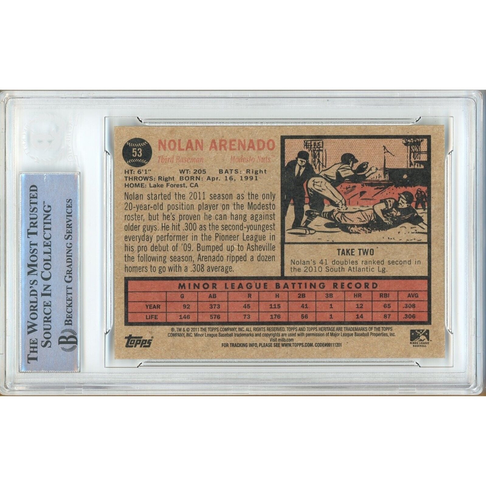 Nolan Arenado signed trading card – signature close-up – Beckett COA