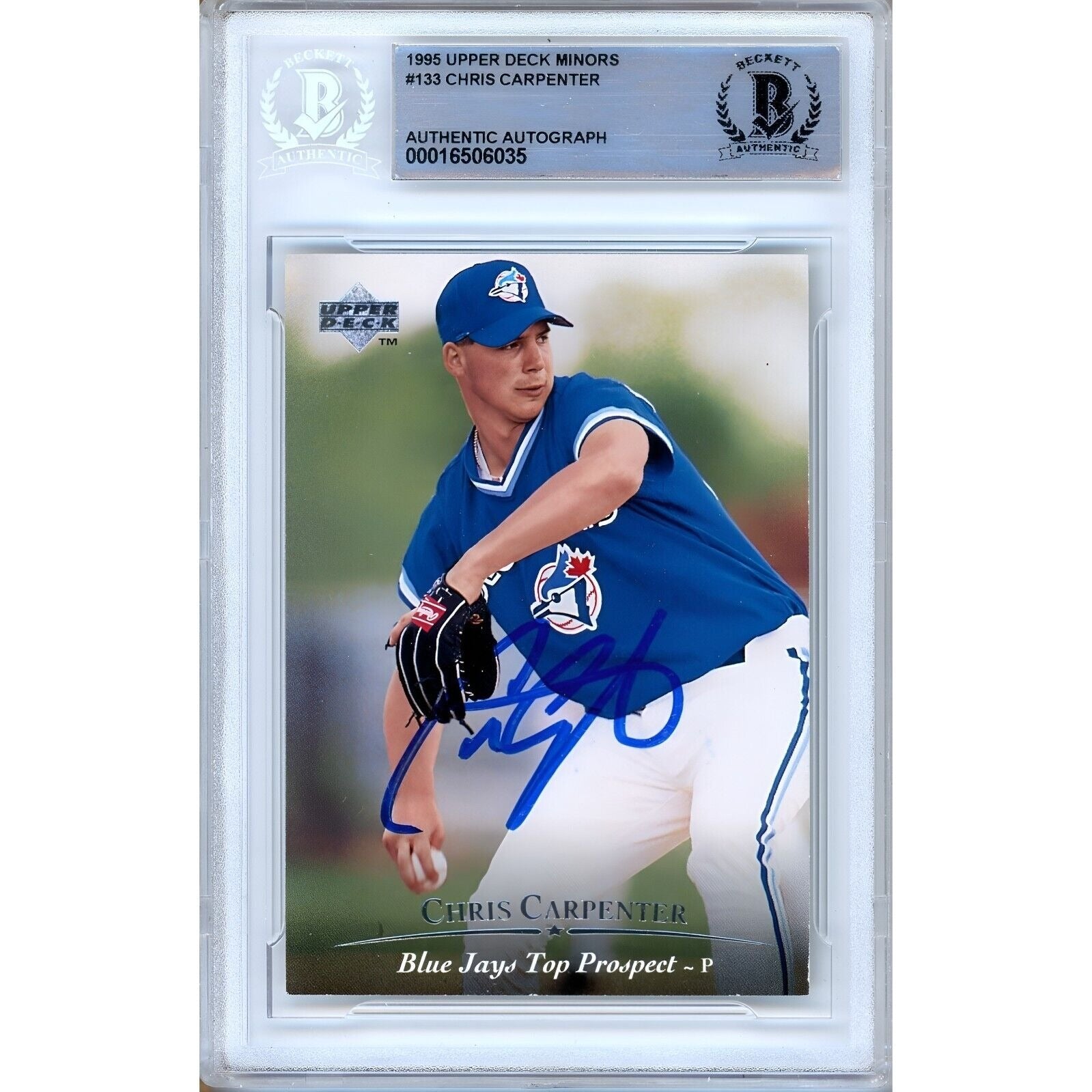 1995 Upper Deck #133 Chris Carpenter Toronto Blue Jays Autographed Trading Card – Beckett BAS