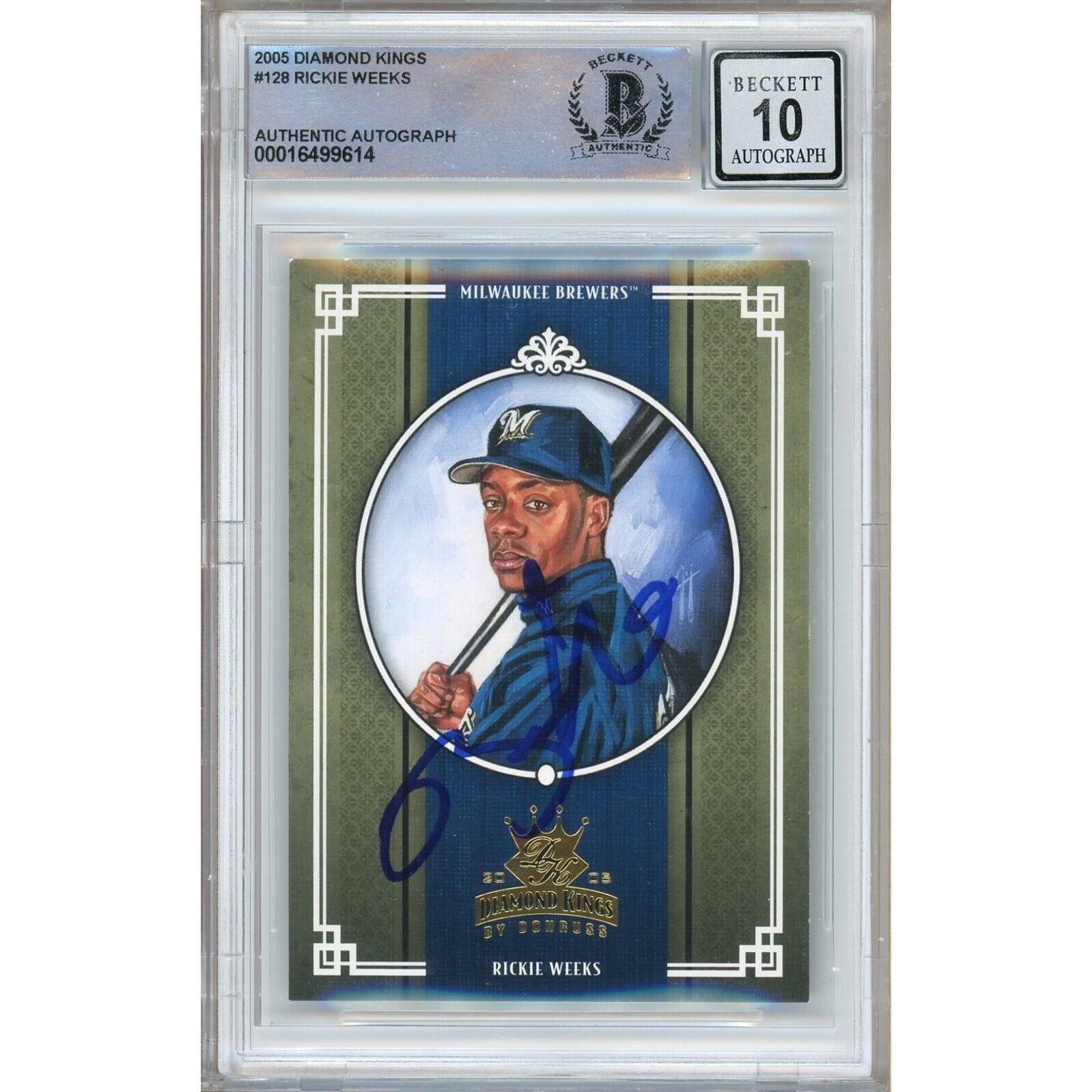 Rickie Weeks Milwaukee Brewers autographed trading card – full view – Beckett COA