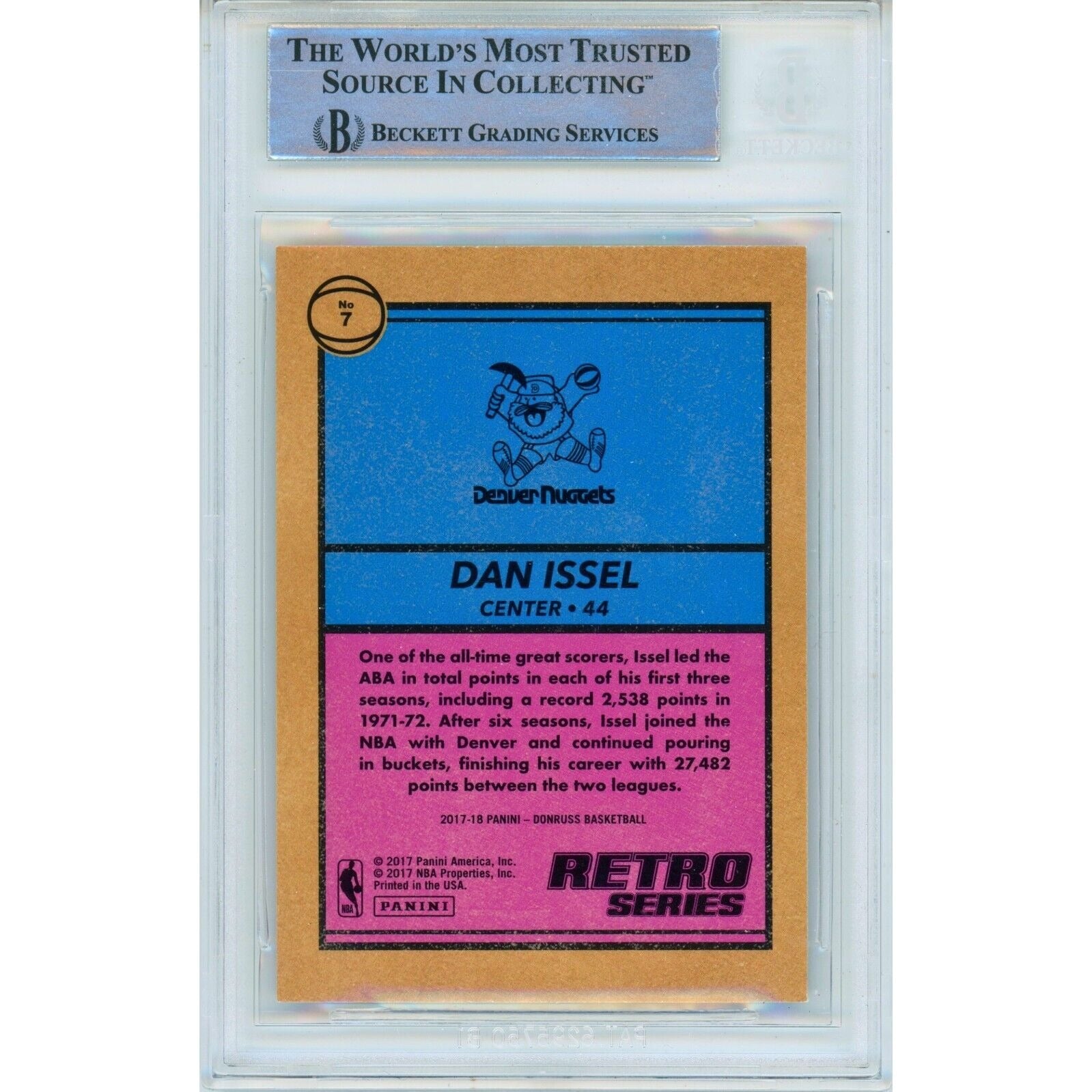 2017 Panini Dan Issel Denver Nuggets Signed Trading Card – Beckett BAS