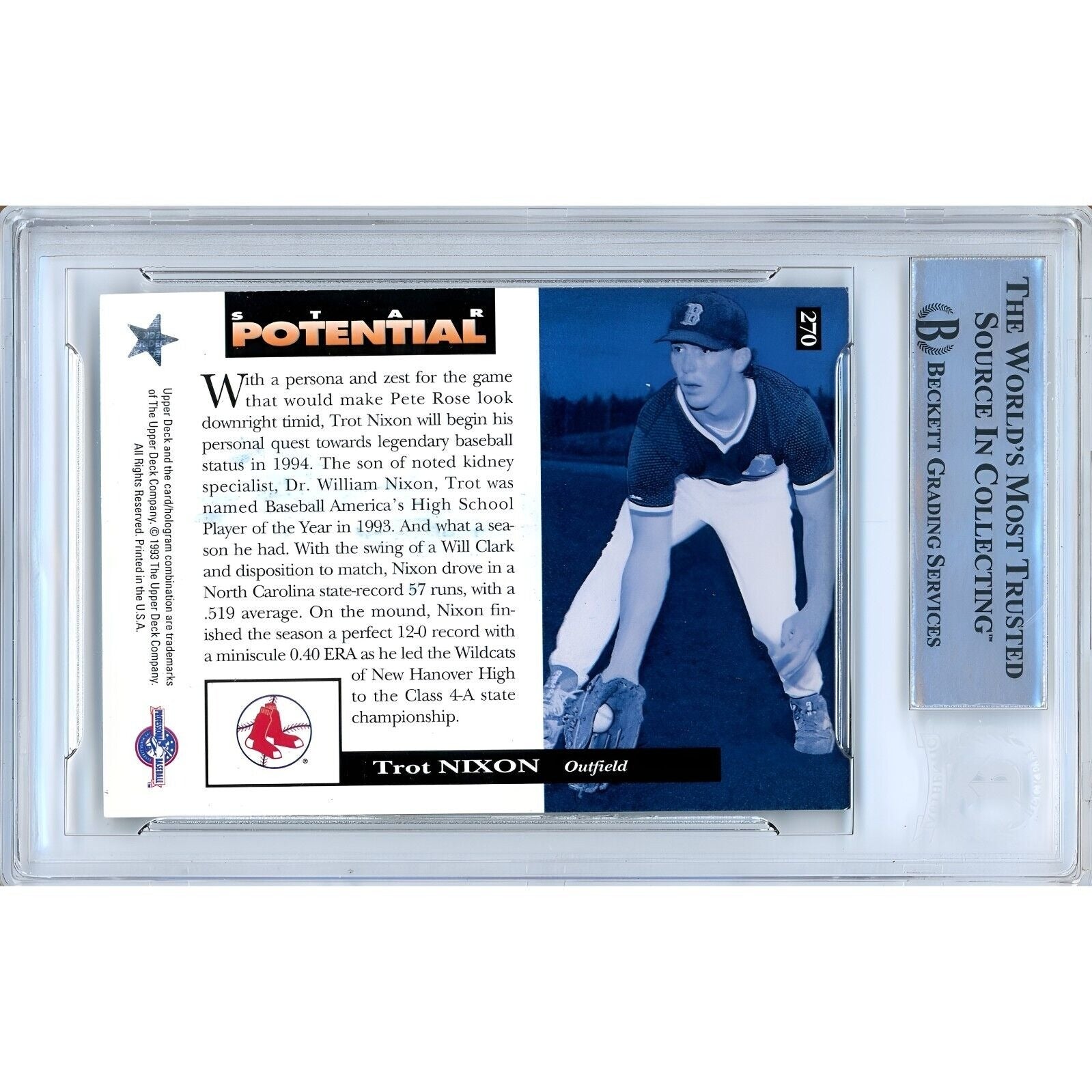 Trot Nixon Boston Red Sox signed trading card – signature close-up – Beckett COA
