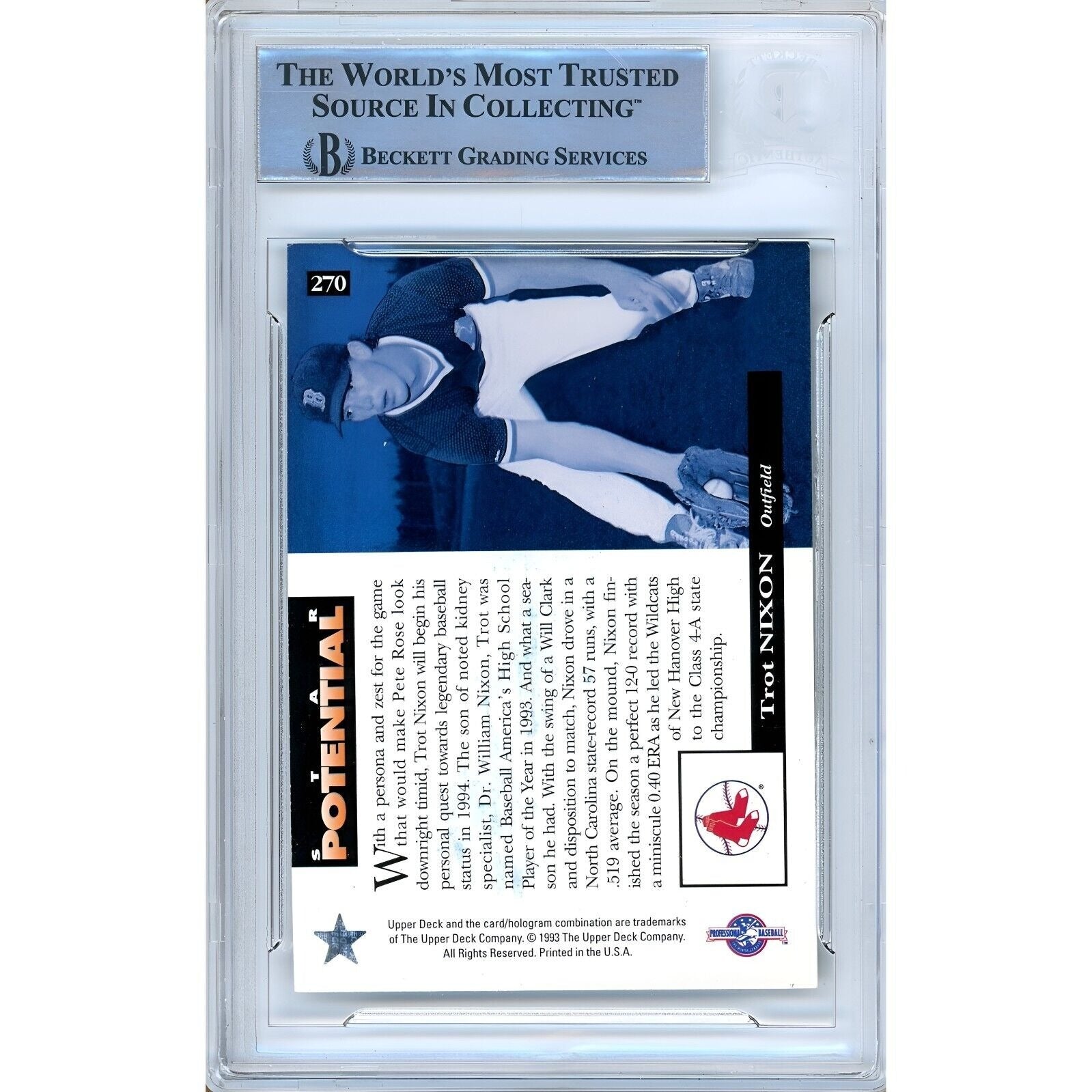 Trot Nixon Boston Red Sox auto trading card – authentication sticker – Beckett COA