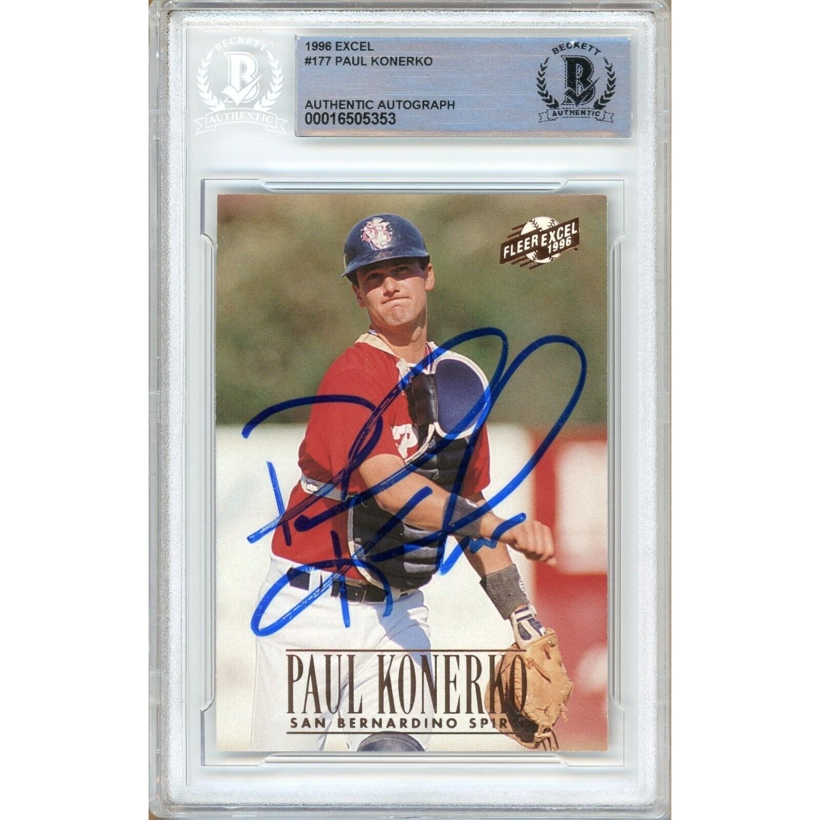 Baseballs- Autographed- Paul Konerko Chicago White Sox Signed 1996 Fleer Excel Rookie Baseball Card Beckett Authentic Auto Slab Front