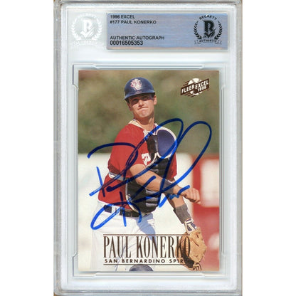 Baseballs- Autographed- Paul Konerko Chicago White Sox Signed 1996 Fleer Excel Rookie Baseball Card Beckett Authentic Auto Slab Front