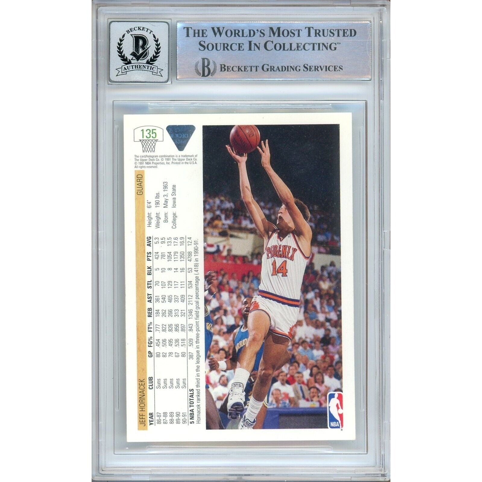 Jeff Hornacek Upper Deck Signed Trading Card Beckett BGS