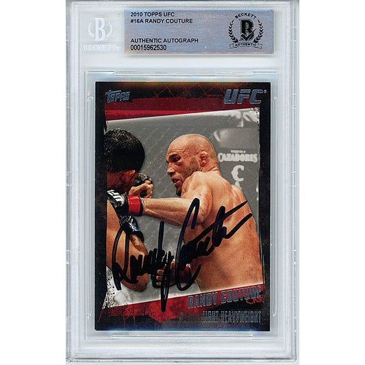 UFC- Autographed- Randy Couture Signed 2010 Topps MMA Trading Card Beckett Authentic Auto Slab Front