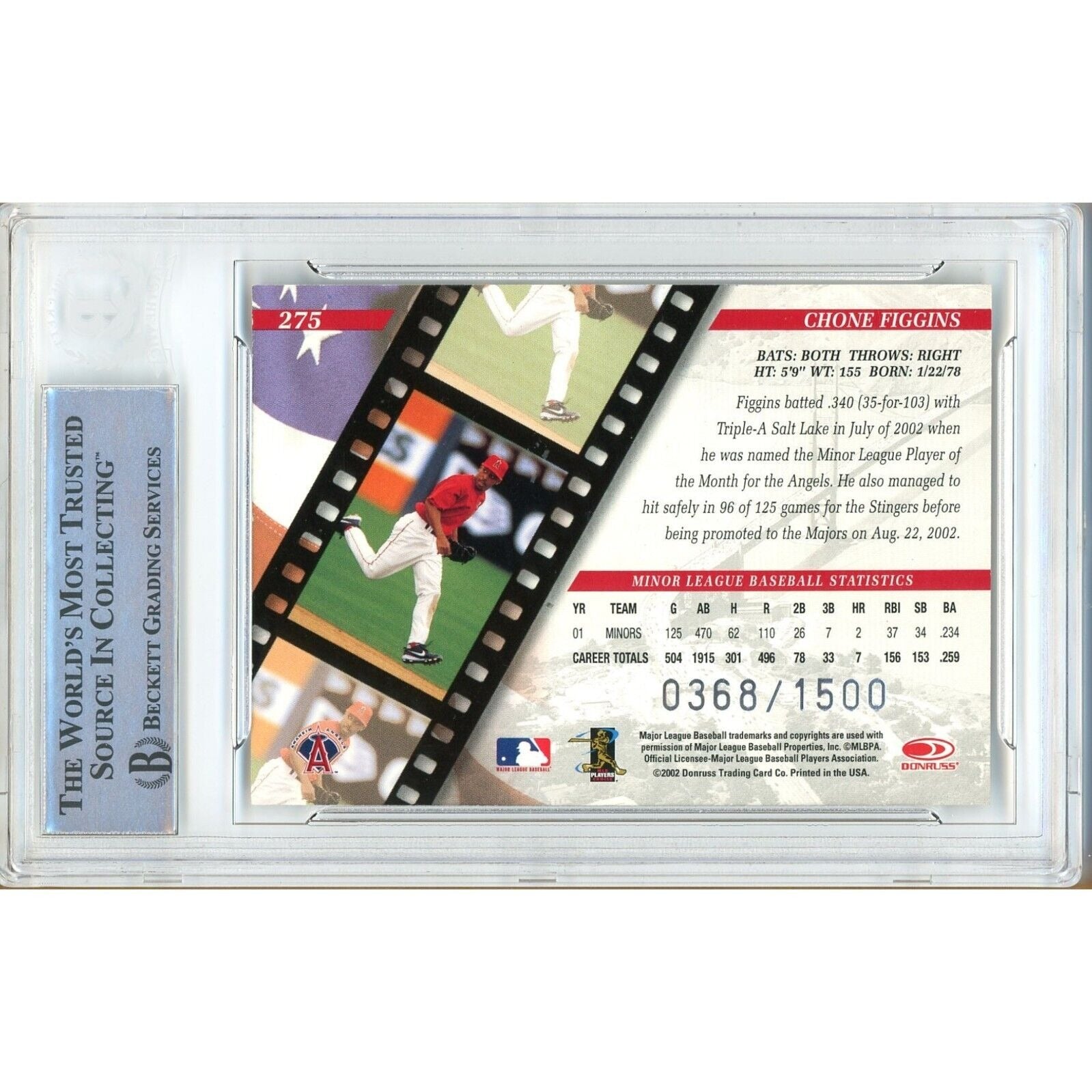 Chone Figgins Donruss Studio Rookies Signed Trading Card Beckett BAS