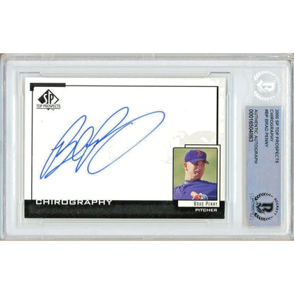 Baseballs- Autographed- Brad Penny Signed 2000 SP Top Prospects Chirography Rookie Baseball Card Beckett Authentic Auto Slab Front