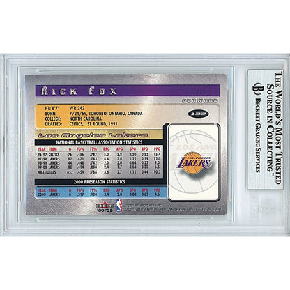 Basketballs- Autographed- Rick Fox Los Angeles Lakers Signed 2000-01 Fleer Futures Trading Card Beckett Authentic Auto Slab Back